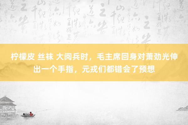 柠檬皮 丝袜 大阅兵时，毛主席回身对萧劲光伸出一个手指，元戎们都错会了预想